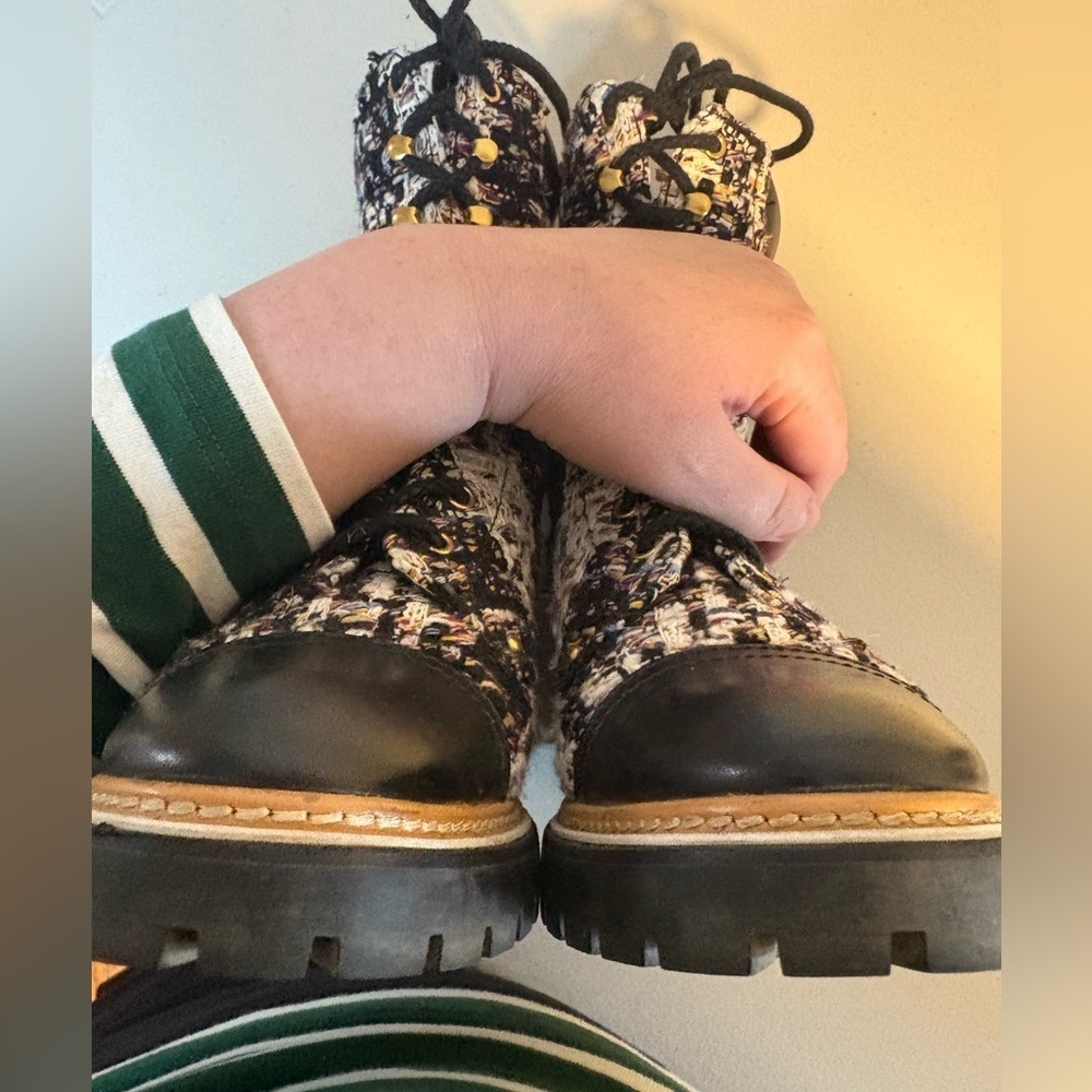 Tory Burch Miller Tweed Lace-Up Combat Boots | Black | Women’s Size 11M - Picture 15 of 15